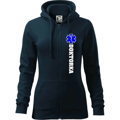 Hviezda života doktorka mikina dámska trendy zipper s kapucňou Tmavomodrá takmer čierna