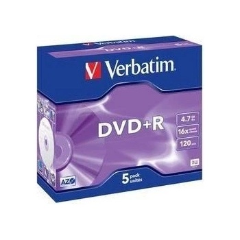 Verbatim DVD+R 4,7GB 16x, AZO, jewel, 5ks (43497)