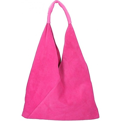 Kožená kabelka na rameno v úprave semiš 184 Fuchsia