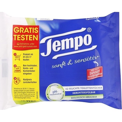 TEMPO vlhčené toaletné obrúsky Sensitiv 42 ks