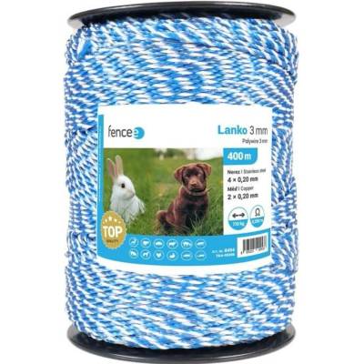 VNT electronics s.r.o. Lanko pro elektrický ohradník, průměr 3 mm, bílo-modré, 0,2 Ω/m