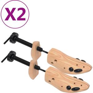 vidaXL Калъпи за обувки, 2 чифта, размер 36-40, борово дърво масив (30172)