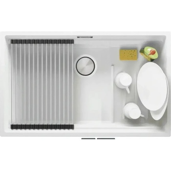 Твоят Стил Бяла гранитна мивка за монтаж под плот Прага 80 Step Level 560 x 470 мм