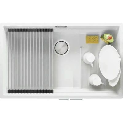 Твоят Стил Бяла гранитна мивка за монтаж под плот Прага 80 Step Level 760 x 470 мм