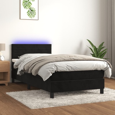 Petrashop 3134443 boxspring postel s matrací a LED černá samet