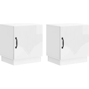 vidaXL Нощно шкафче 2 бр. Бял гланц 43 x 34, 5 x 47 см (895264)