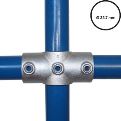 Konstrukční fitinka, spojka ocelových trubek pr. 33,7 mm – průběžný kříž (středový) 119-B34