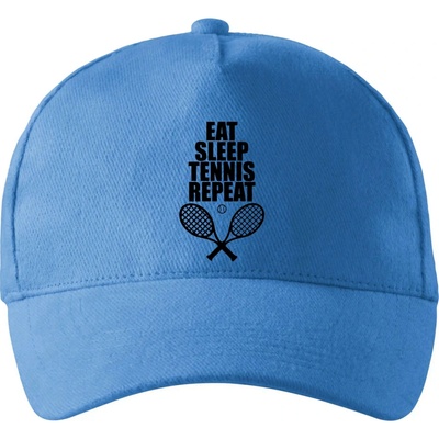 Eat sleep tennis so zahnutým šiltom a mosaznou sponou Svetlomodrá