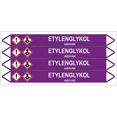 Značení potrubí, etylenglykol,4 ks, 250 × 26 mm PZ 007206