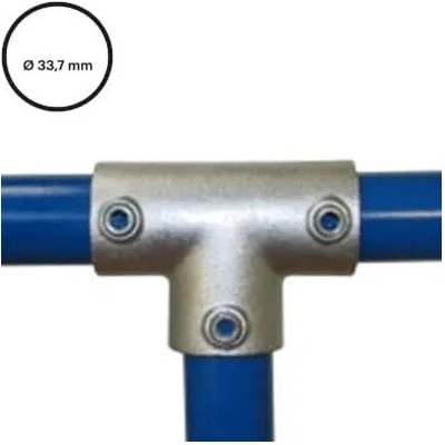 Konstrukční fitinka, spojka ocelových trubek pr. 33,7 mm – spojovací odbočka 104-B34