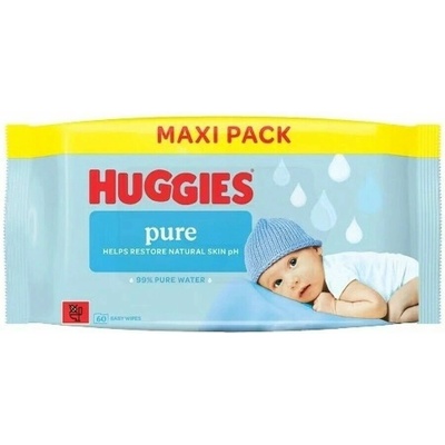 Huggies Pure Plasic Free dětské vlhčené ubrousky 60 ks