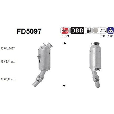 Filtr sazových částic, výfukový systém AS FD5097