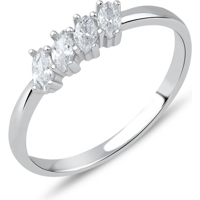 Lillian Vassago Prsteň z bieleho zlata s čírymi zirkónmi LLV77 GR017W