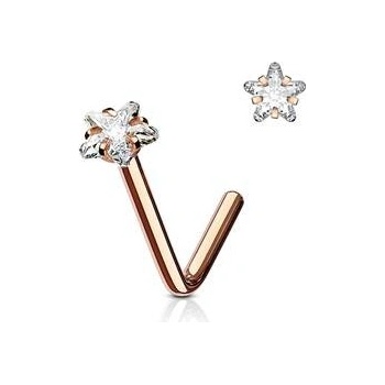 Šperky4U zlacený piercing do nosu hvězdička čirý kamínek N0067-RDC