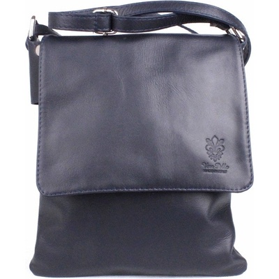 Vera Pelle kožená středně velká crossbody kabelka no. 88 tmavěmodrá