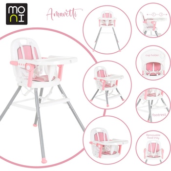 Moni Стол за хранене 3в1 Amaretti розов