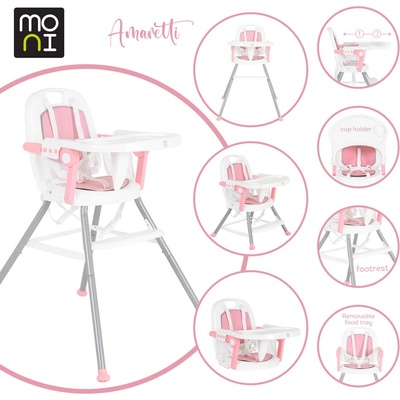 Moni Стол за хранене 3в1 Amaretti розов