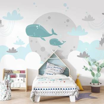 Image 1 of Art gift Детски фототапет - Китове на луната