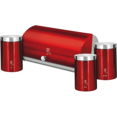 BERLINGERHAUS Chlebník a sada dóz na potraviny 4 ks Burgundy Metallic Line BH-6729