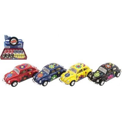 Kinsmart Auto VW Classical Beetle kov 13 cm na zpětné natažení žlutý