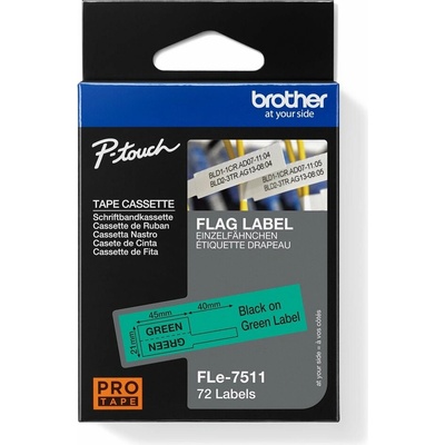 Páska do štítkovače Brother FLE7511. černý tisk/zelený podklad, originál