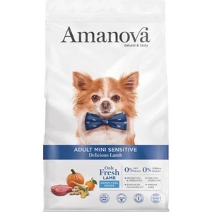 Amanova adult mini sensitive delicious lamb - пълноценна храна за пораснали кучета от мини породи с чувствително храносмилане, с Агнешко и тиква - 2 кг, Испания - 37132
