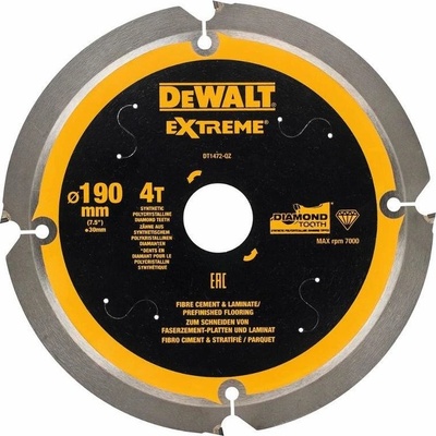 DeWALT DT1472 Rezný kotúč na cementovo-vláknité dosky, 190 x 30 mm, 4 zuby