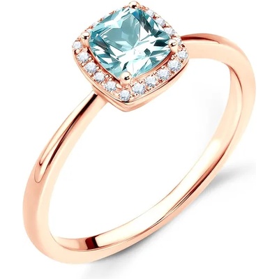 SAVICKI Годежен пръстен savicki: розово злато, аквамарин, диаманти