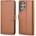 ICARER Haitang Leather Wallet Case - кожен (естествена кожа) калъф, тип портфейл за Samsung Galaxy S22 Ultra (кафяв)