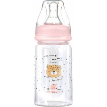 KikkaBoo Бебешко стъклено шише KikkaBoo Savanna - 120 ml, розово (31302020115)