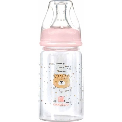KikkaBoo Бебешко стъклено шише KikkaBoo Savanna - 120 ml, розово (31302020115)