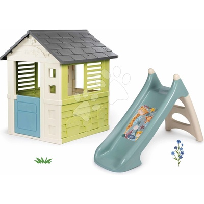 Smoby Set šmykľavka s vodnou hrou s dĺžkou šmyku 90 cm XS Slide Little a rozšíriteľný domček s polovičnými dverami Jolie