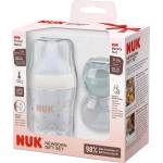 Nuk Подаръчен сет Nuk Perfect Match - Шише Дъга, 150 ml + залъгалки MommyFeel, зелена и бежова (10225337) - ozone