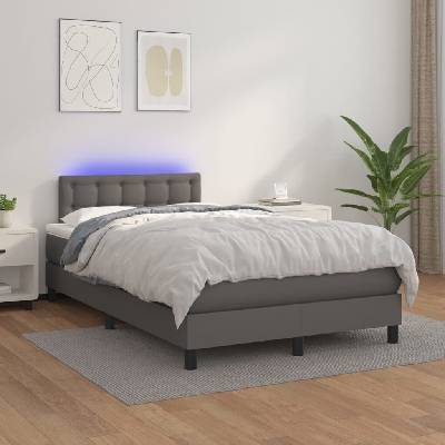 vidaXL 3134213 Boxspring postel s matrací a LED umělá kůže / barva Šedá