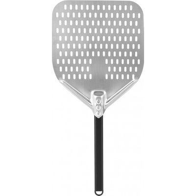 Perforovaná lopata na pizzu z nerezové oceli s hliníkovou úchytem, čtvercová, 310x355x660 mm | TECHNICA, Pizza Line inox, černá – Zboží Dáma