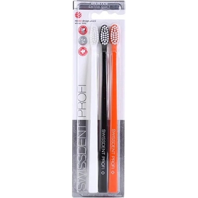 Swissdent Profi Gentle Extra Soft Black White Orange четки за зъби 3 броя унисекс 1 бр