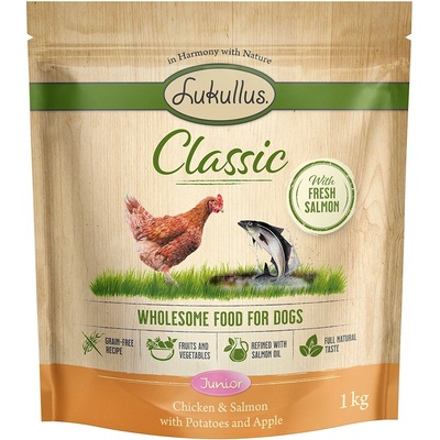 Lukullus Classic Junior kuracie a losos bez obilnín 2 x 12 kg