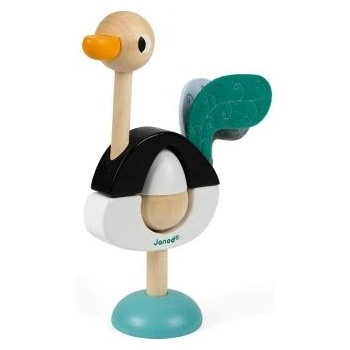 Janod - Дървена играчка за нанизване - Щраус (J08244)