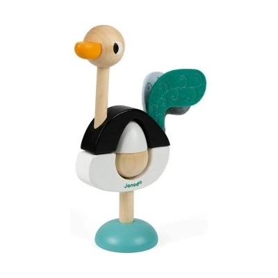 Janod - Дървена играчка за нанизване - Щраус (J08244)