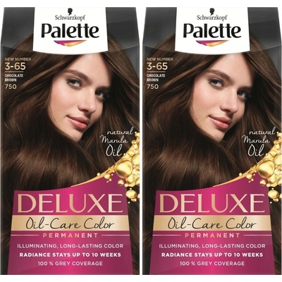Palette Deluxe barva na vlasy 3-65 Čokoládově hnědá x2