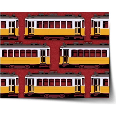 Sablio Plagát Lisabonské historické električky Červený Pattern - 90x60 cm