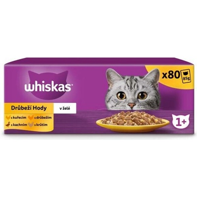 Whiskas Drůbeží hody kuře kachna drůbež krůta v želé 80 x 85 g