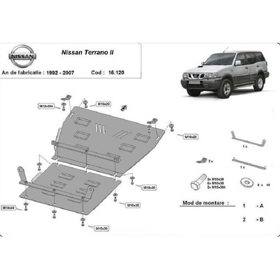 Scut Motor - Румъния Метална кора под двигател за nissan terrano ii (r20) от 1992 до 2007 (378300)