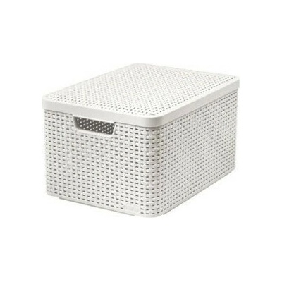 Curveras Košík STYLE L, umelý ratan, s vekom, 30 l, farba krémová