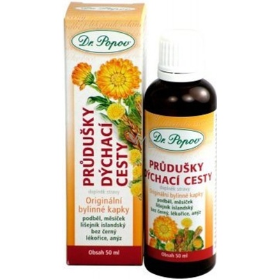 Dr. Popov Bylinná tinktura Průdušky Dýchání 50 ml