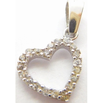Klenoty Budín Dámský zlaté srdíčko z bílého zlata se zirkony GLPWB-33191