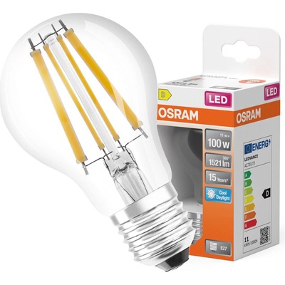 Osram LED žiarovka E27 A60 CL 11W = 100W 1521lm 6500K Cold 300° Filament STAR