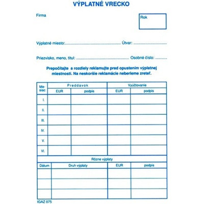 Igaz 75 Výplatné vrecko 12 x 18,5 cm - C6