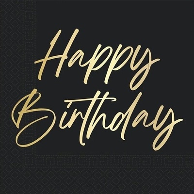 Procos Ubrousky papírové Elegant Happy Birthday černé 20ks 33x33cm