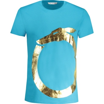 Trussardi Pánské triko s krátkým rukávem světle modrá vícebarevná